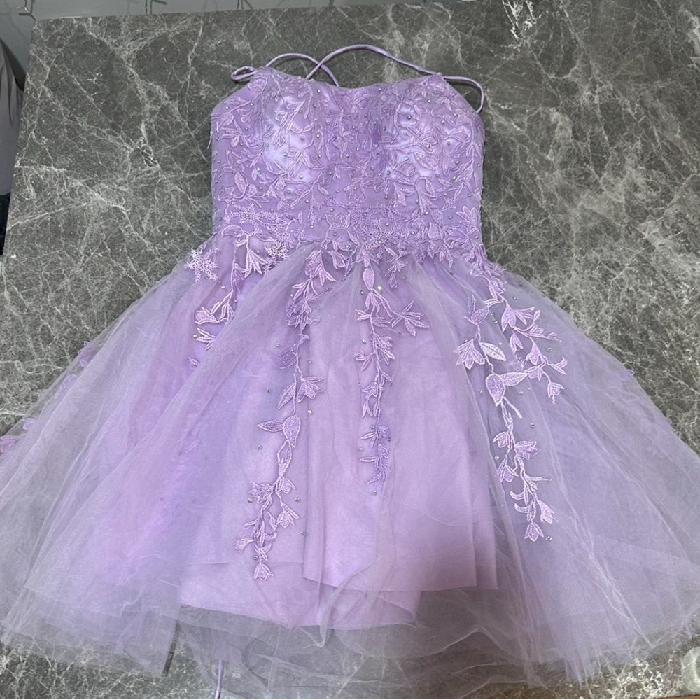 Lavender Dress with Floral Embroidery